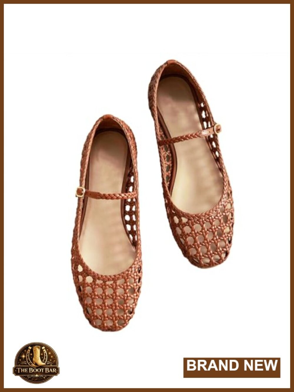 Woven Mesh Ballet Flats Metal Buckle Strap Round Toe Women Shoes